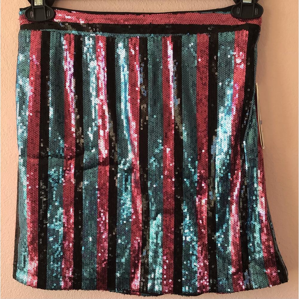 Gianni Bini  girls sequin skirt blue pink black size XL